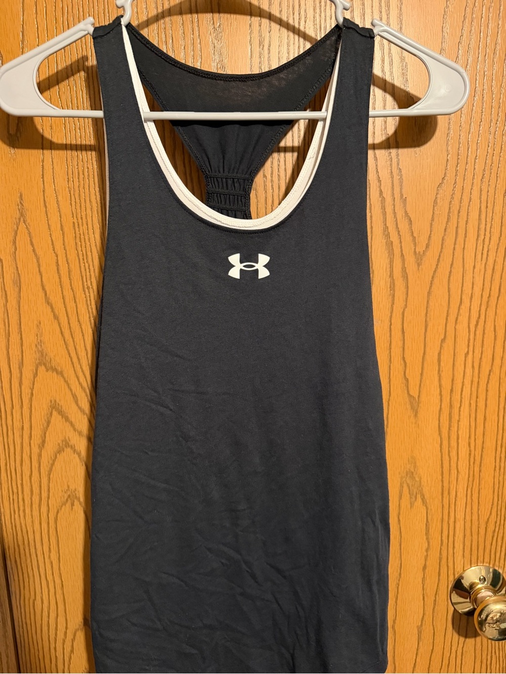 Under Armour Black Racerback Tank with White Trim